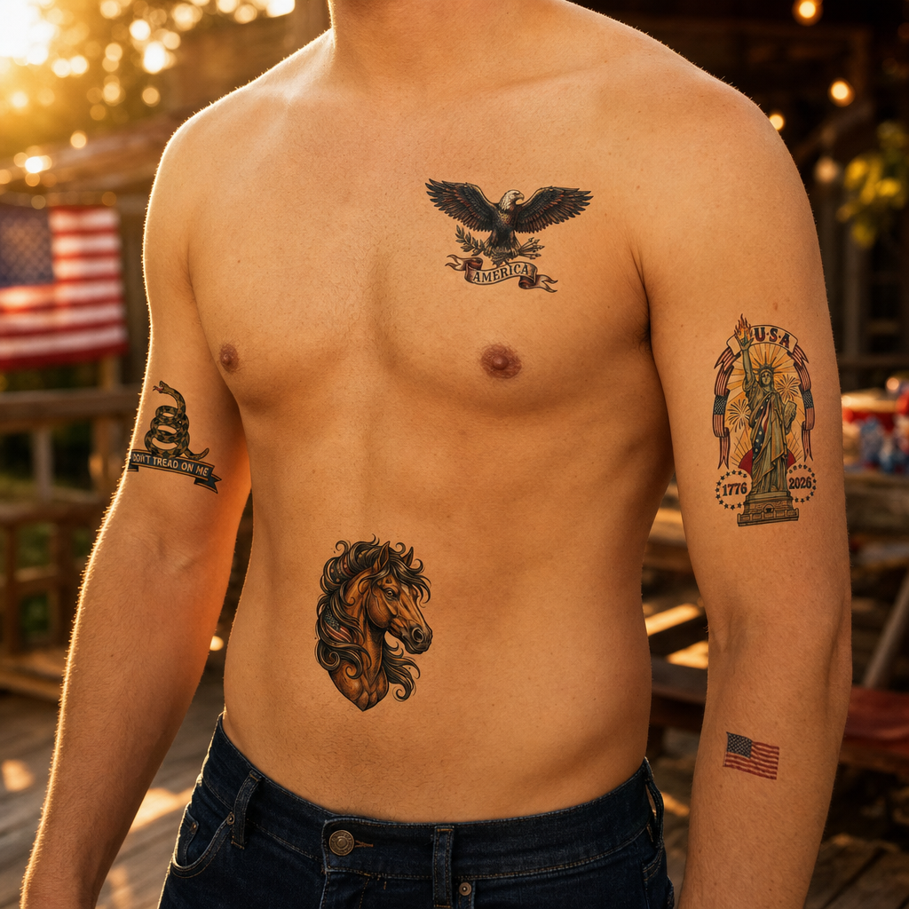 30-Sheet 250th Anniversary Patriotic Tattoo & Face Sticker Pack 9