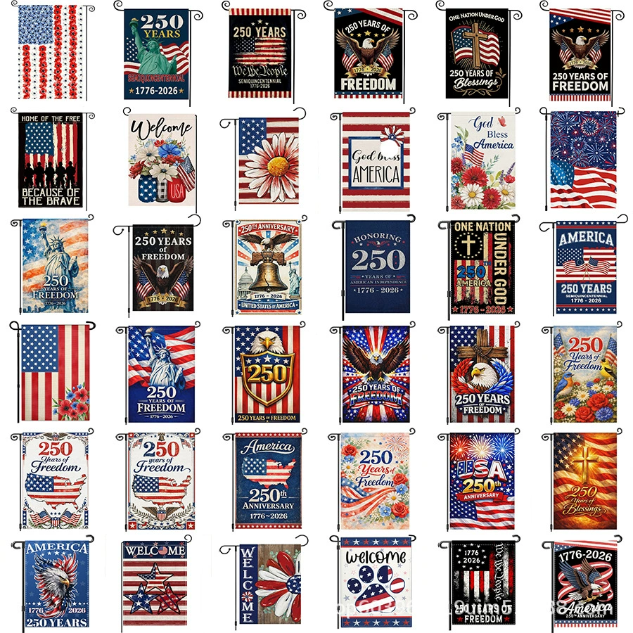 250th Anniversary Garden Flag Bulk β 51 Double-Sided Patriotic Designs, 1776-2026 Outdoor Yard Decor Wholesale