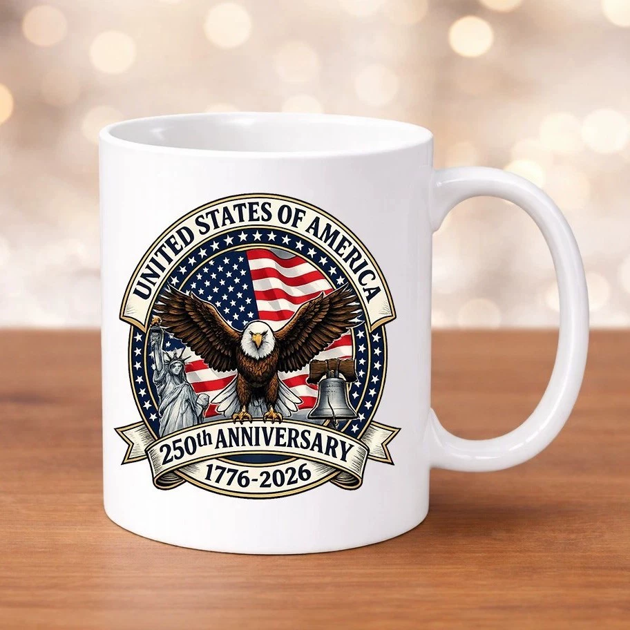 America 250th Anniversary Ceramic Coffee Mug - 1776-2026 Years Freedom Commemorative Cup, Bulk Wholesale Patriotic Drinkware for Independence Day Events