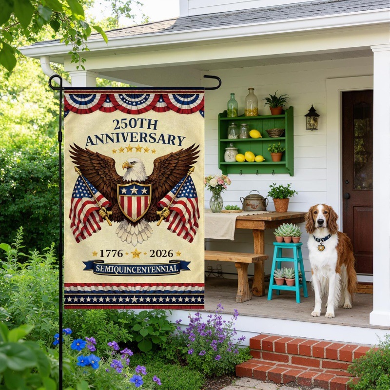 USA 250th Anniversary Garden Flag 1776-2026 Patriotic Freedom Yard Banner 30x45cm Independence Day Decoration Bulk Wholesale America Semi-Centennial Outdoor Courtyard Patriotic Bunting Flag MOQ 80