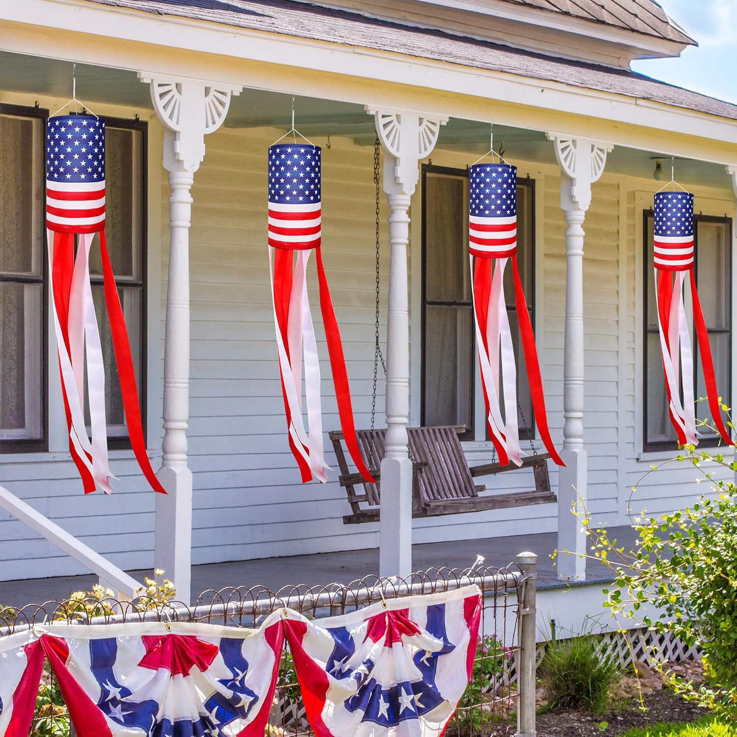 America 250th Anniversary Windsock Flag Bulk - 1776-2026 Patriotic Wind Tube Banner Wholesale, Polyester Outdoor Patriotic Wind Sock Decor for Independence Day, Parades, Garden, Porach and Community Events