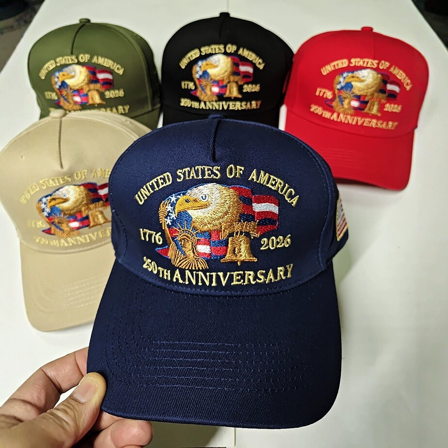 USA 250th Anniversary Eagle Embroidered Baseball Cap, 1776-2026 Patriotic Cotton Hat Bulk Wholesale