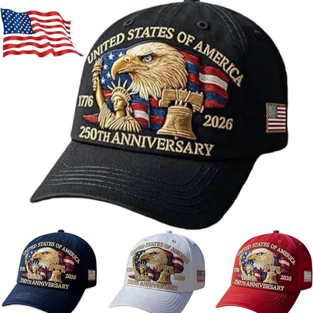 Patriotic USA 250th Anniversary Eagle Embroidered Baseball Cap - American Flag Vintage Adjustable Washed Cap for Independence Day, Bulk Wholesale
