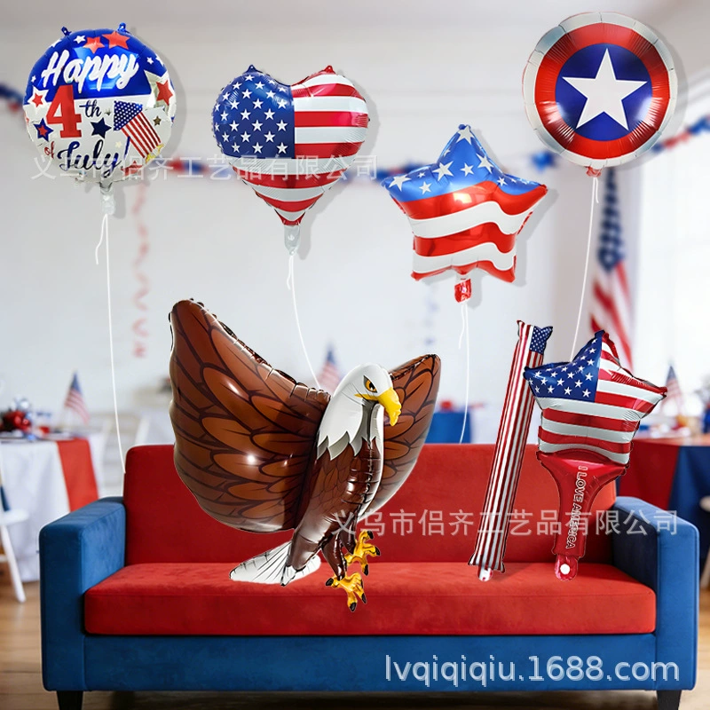 Patriotic USA 250th Anniversary Foil Balloon Set Bulk Wholesale Independence Day America Flag Star Heart Party Decorations 1776-2026
