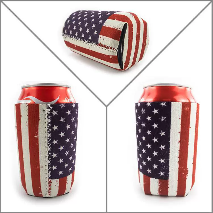 USA Flag Neoprene Can Cooler Koozie 12oz, Patriotic Insulated Beer Sleeve for 4th of July BBQ Parties, America 250th Anniversary Bulk Wholesale