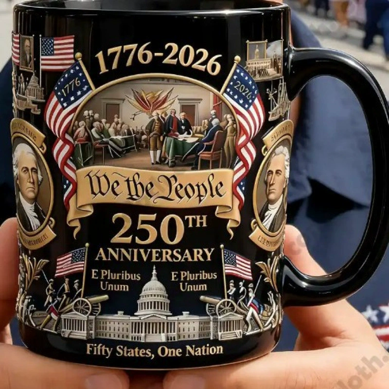 Patriotic "We the People" 250th Anniversary Ceramic Mug Bulk Wholesale - 1776-2026 Commemorative Coffee Cup for Independence Day Celebrations, Parades and USA Patriotic Events