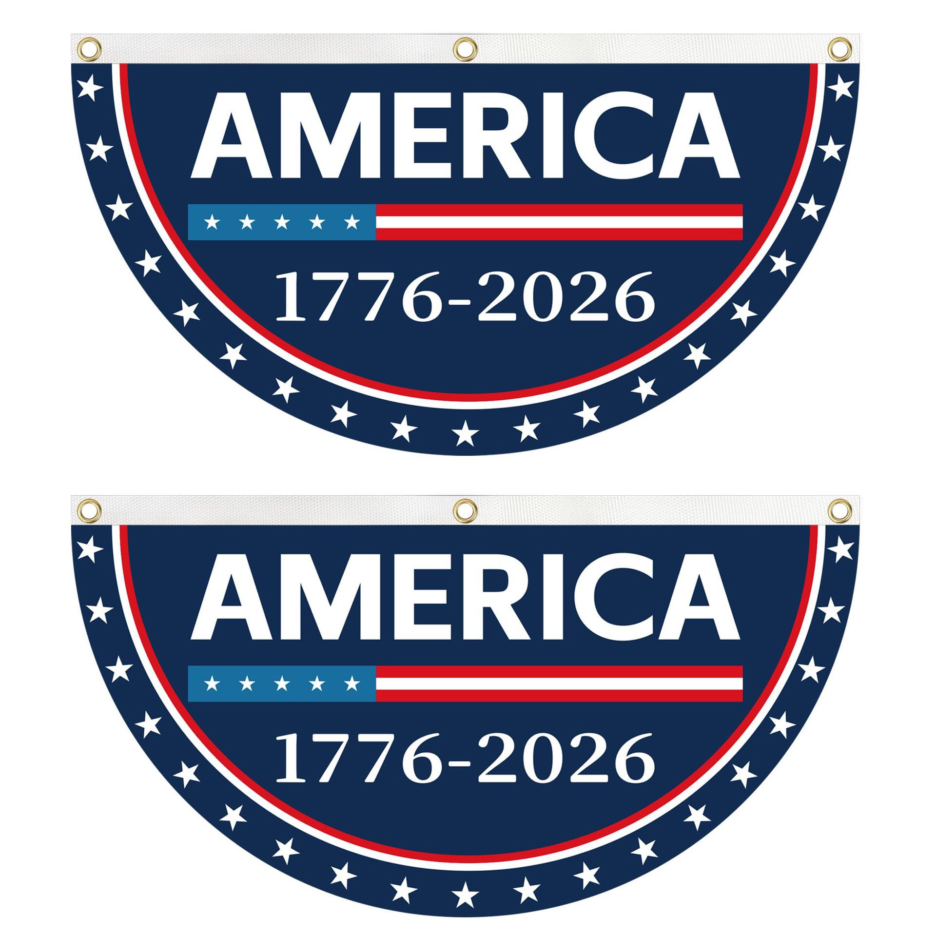 USA 250th Anniversary Semicircle Fan Flag, 1776-2026 Patriotic Outdoor Decoration Banner, Bulk Wholesale Polyester Garden Flag for Independence Day, Events, Municipal Displays