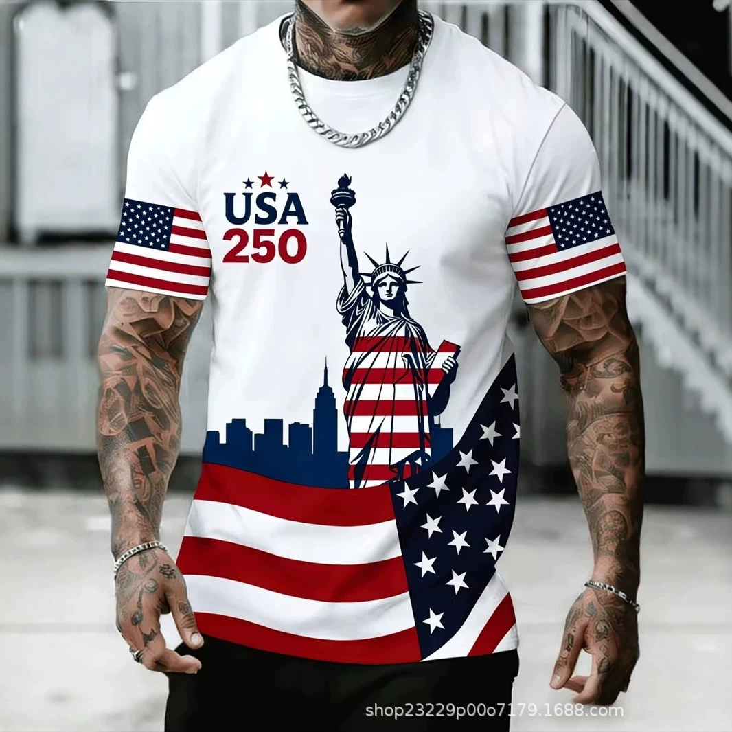 USA 250th Anniversary Patriotic Flag T-Shirt Bulk